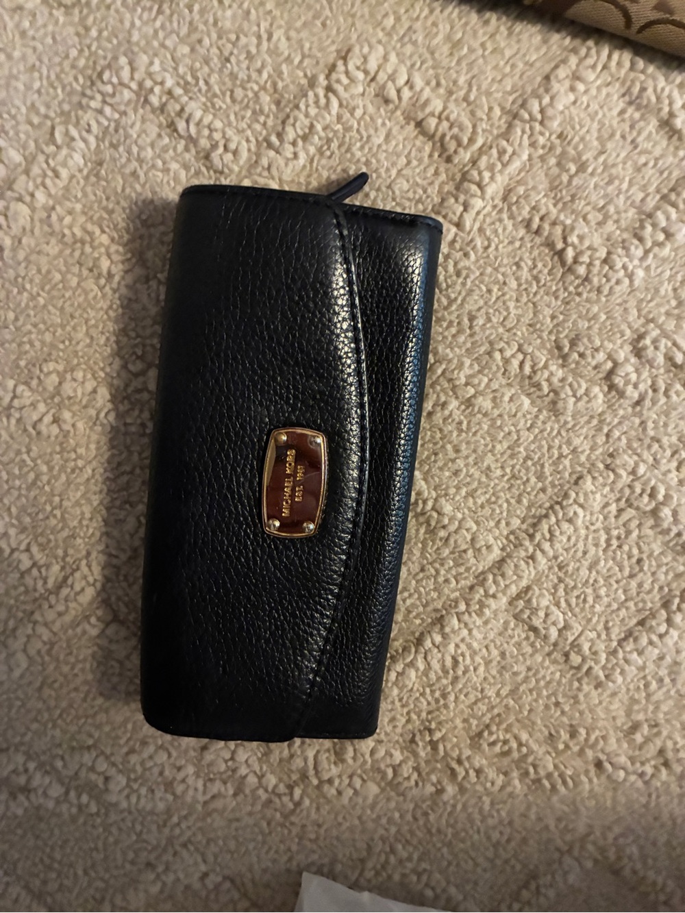 Dooney & Bourke Black Leather Key & Card Holder with Gold Plaque